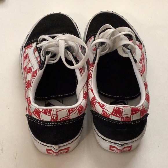Vans Old Skool Low Sketch Red Size 7.5 Women Checkered Shoes Preloved - Picture 2 of 7